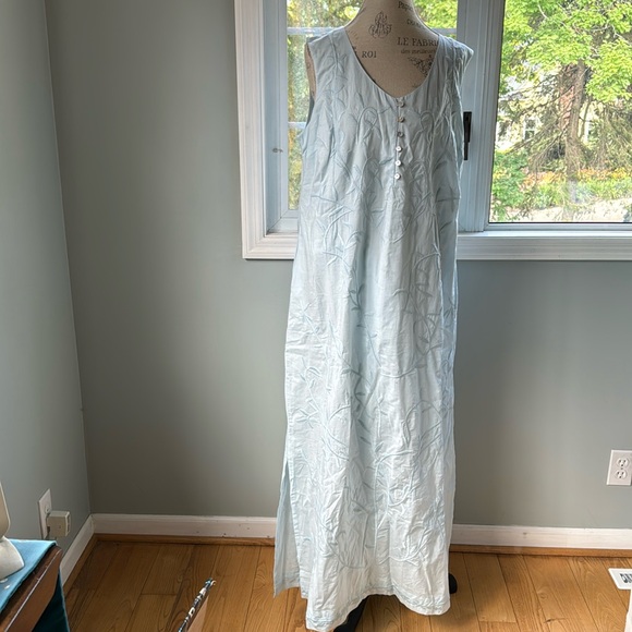 Soft Surroundings Sweet Dreams cotton embroidered lounge maxi dress NWT size L - Picture 2 of 13